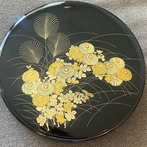 Black and Gold Floral Decorative Plate for desserts
